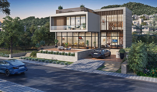 3-side open villas with hill view